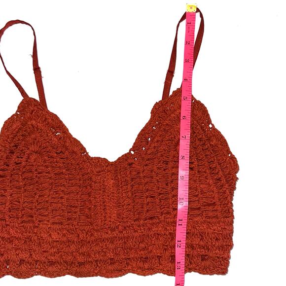 BOG Band of Gypsies Collective Rust Orange Crochet Crop Top Size Small - Picture 10 of 10